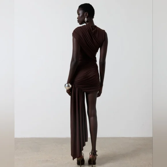 DE LA VALI ravenna mini dress In Brown Jersey - Picture 7 of 15